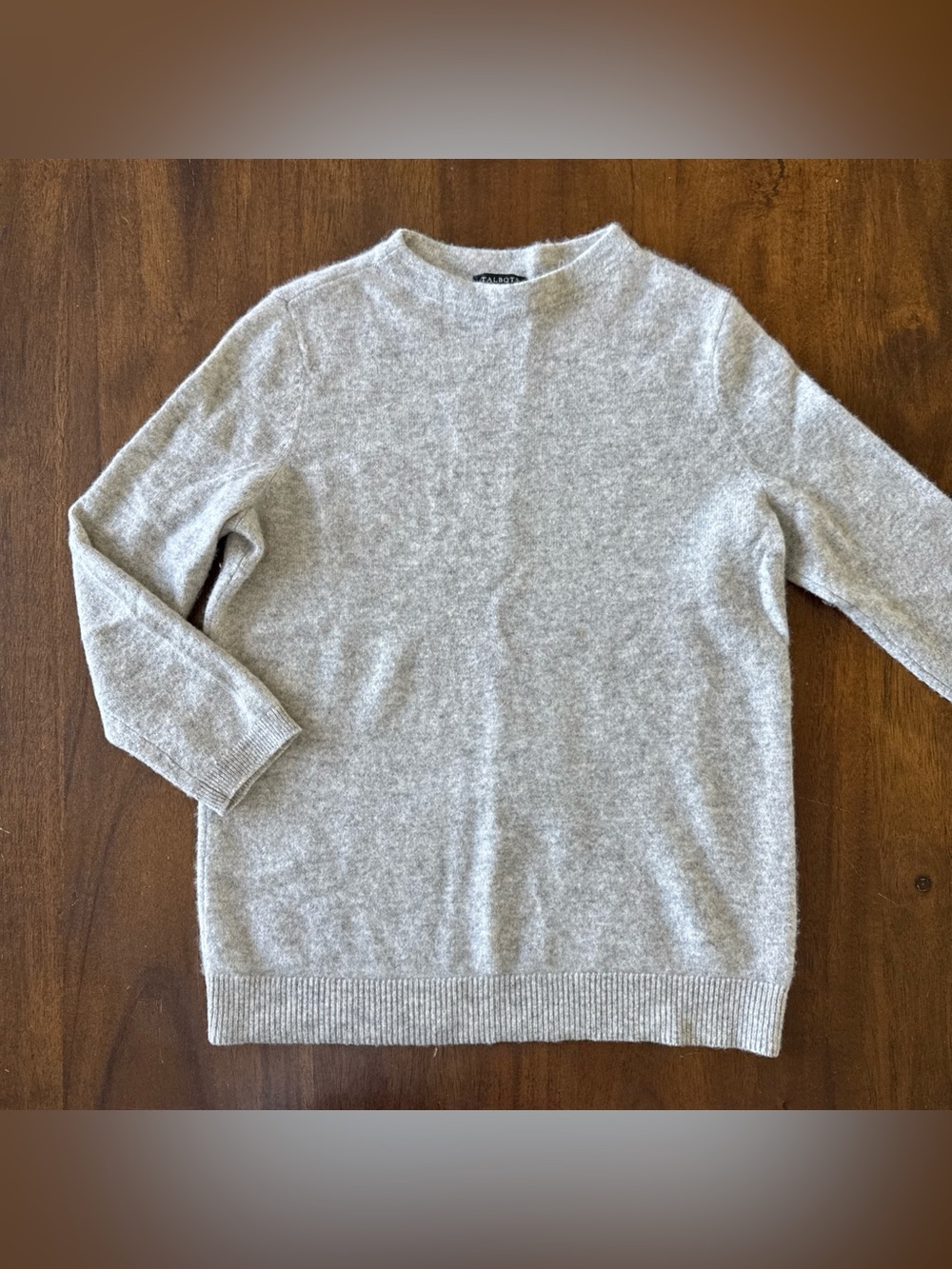 Talbots Petite 3/4 Sleeve Gray 100% Cashmere Sweater Small SP Quiet Luxury